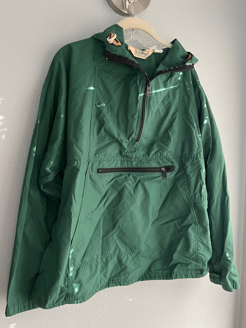 Vintage L.L. Bean Dark Green Pullover Windbreaker with Hood